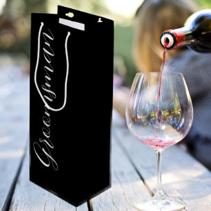 Black Stylized Script Wedding Groomsman Wine Gift Bag
