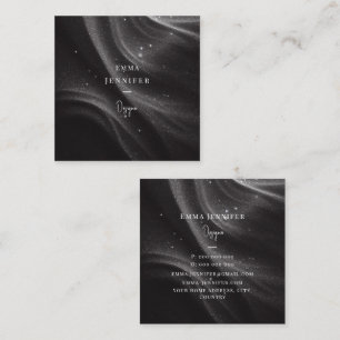 Black Subtle gentle glitter background Square Business Card