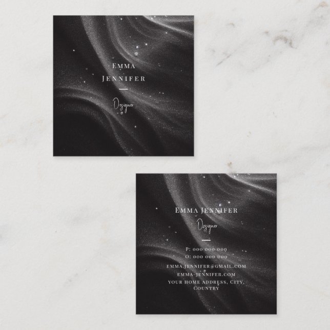 Black Subtle gentle glitter background Square Business Card (Front/Back)