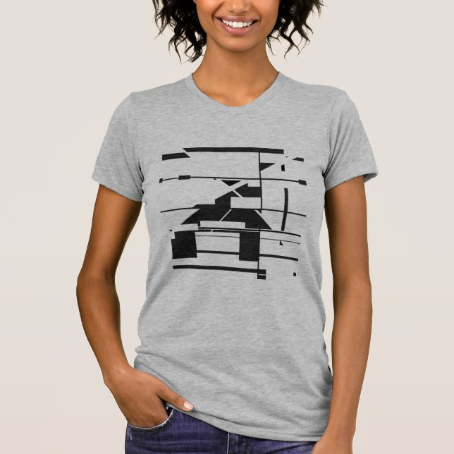 Black Subway Map Geometric Abstract Labyrinth T-Shirt (Front)