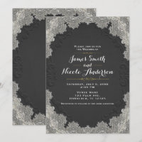 Black Suede Leather Vintage Lace Western Wedding