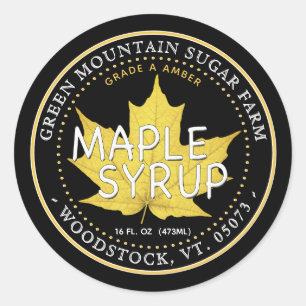 Black Sugar Maple Leaf Editable Maple Syrup Label