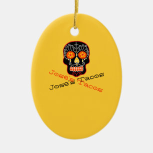 Black Sugar Skull Ceramic Ornament