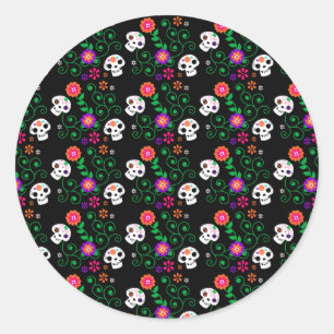 black sugar skull classic round sticker