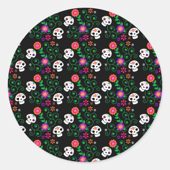 black sugar skull classic round sticker (Front)
