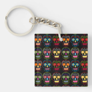 Black Sugar Skull Keychain