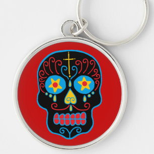 Black Sugar Skull Keychain