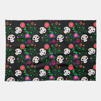 black sugar skull kitchen towel
