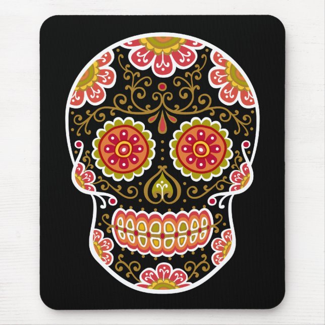 Black Sugar Skull Mouse Pad (Front)