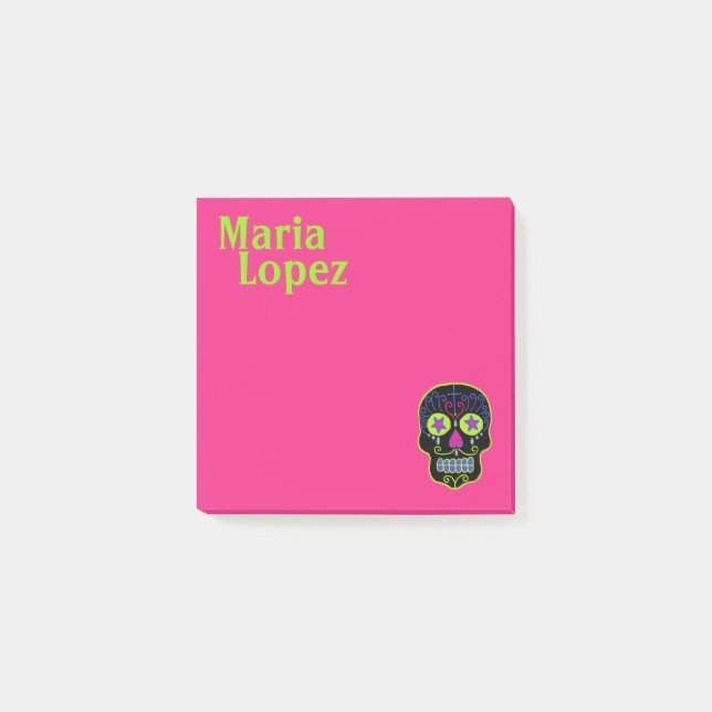 Black Sugar Skull Post-it Notes (Front)