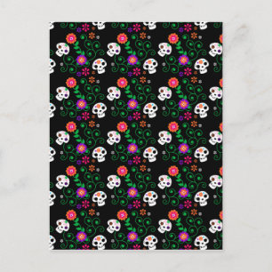 black sugar skull postcard
