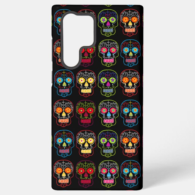 Black Sugar Skull Samsung Galaxy S22 Ultra Case (Back)