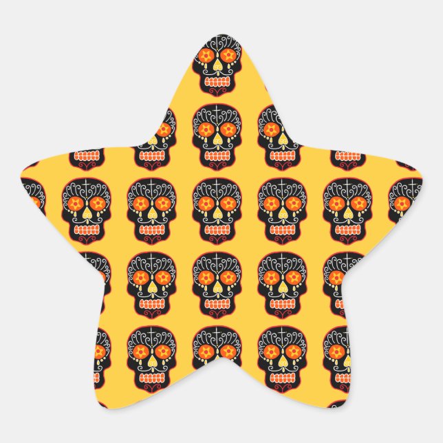 Black Sugar Skull Star Sticker (Front)