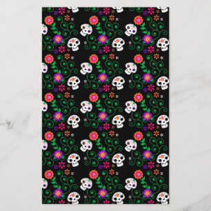black sugar skull stationery