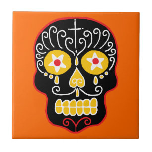 Black Sugar Skull Tile