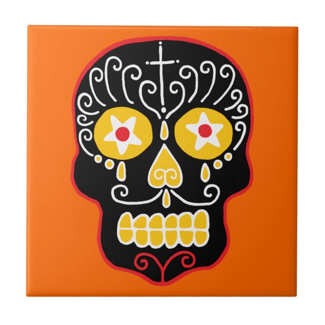 Black Sugar Skull Tile (Front)