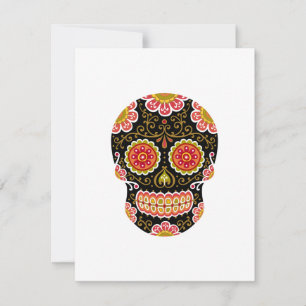 Black Sugar Skull White 4.25" x 5.5" Invitation