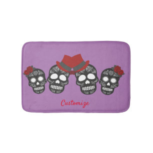 Black Sugar Skulls Day of the Dead Thunder_Cove Bath Mat