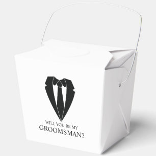 Black Suit and Tie Groomsman Proposal Favor Box
