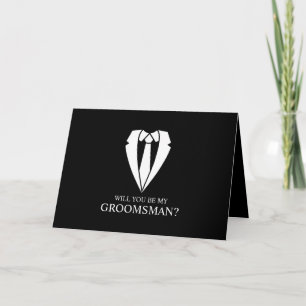 Black Suit and Tie Personalized Groomsman Proposal Invitation