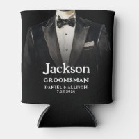 Black Suit Groomsman Beer Can Coolers