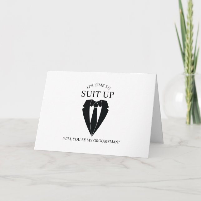 Black Suit Personalized Groomsman Proposal Invitation (Front)
