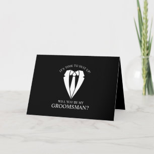 Black Suit Personalized Groomsman Proposal Invitation