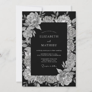 Black Sumptuous Floral Wedding Invitation