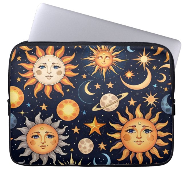 Black Sun and Moon Laptop Sleeve (Front)