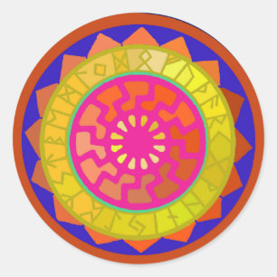 Black Sun Mandala Round Sticker