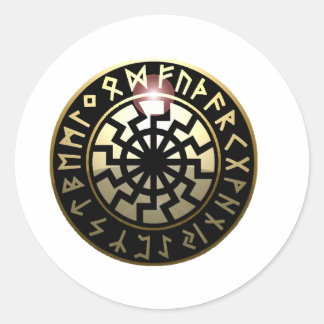 Black Sun wheel Classic Round Sticker