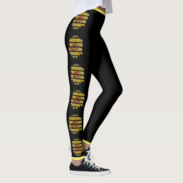 Black Sunflower Leggings with Yellow Trim (Right)