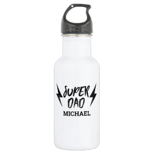 Black Super Dad Lightning Bolt Rock'n Roll Script 532 Ml Water Bottle