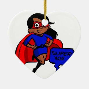 black super mom ceramic ornament