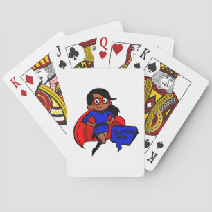 black super mom playing cards