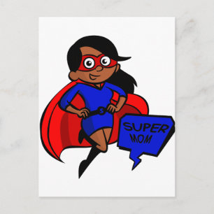 black super mom postcard