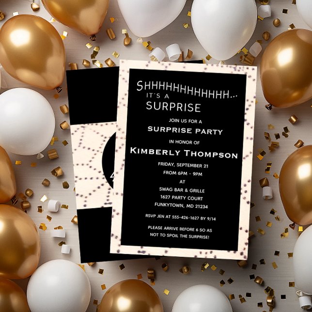 Black Surprise Birthday Custom Age Invitation (Creator Uploaded)