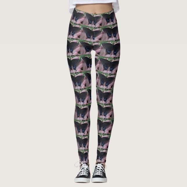 Black Swallowtail Butterfly #1 Leggings (Front)