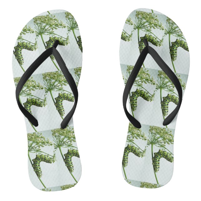 Black Swallowtail Caterpillar eating parsley Flip Flops (Footbed)