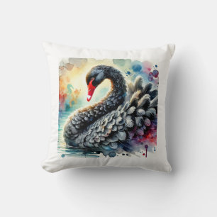 Black Swan 210824AREF133 - Watercolor Throw Pillow