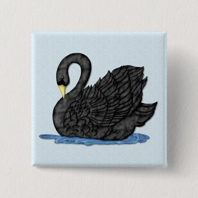 Black Swan 2 Inch Square Button (Front)