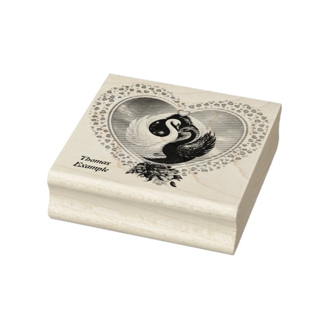 Black swan and a white swan rubber stamp (Stamp)
