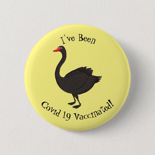 Black swan cartoon illustration  2 inch round button (Front)