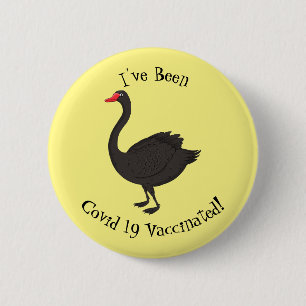 Black swan cartoon illustration  2 inch round button