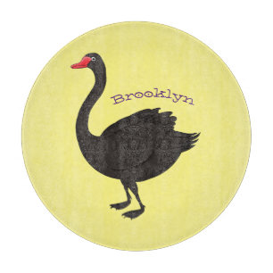 Black swan cartoon illustration cutting board