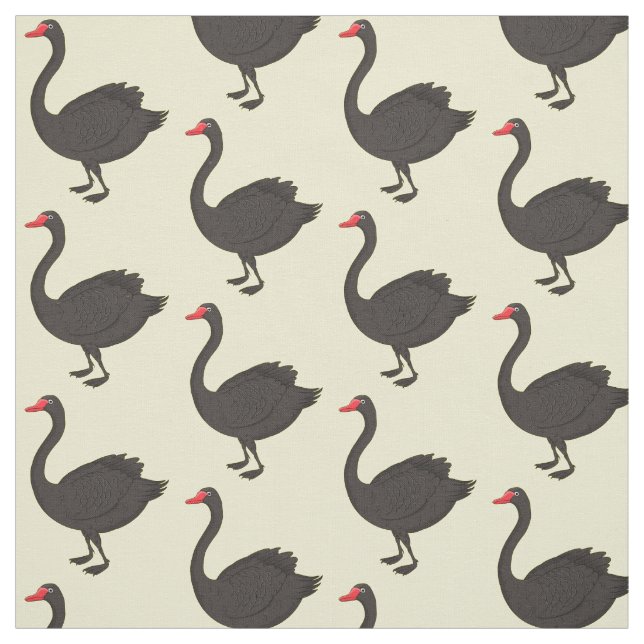 Black swan cartoon illustration  fabric (Swatch)