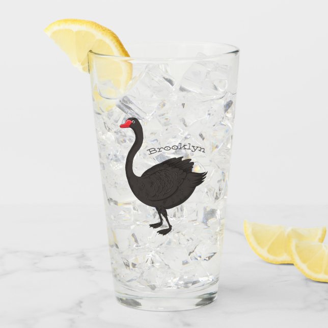 Black swan cartoon illustration  glass (Front Ice)