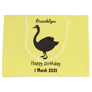 Black swan cartoon illustration large gift bag