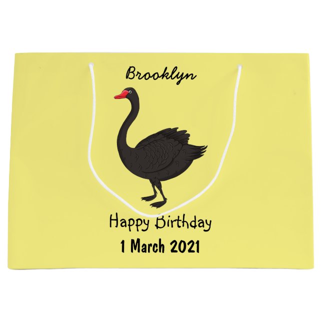 Black swan cartoon illustration  large gift bag (Front)