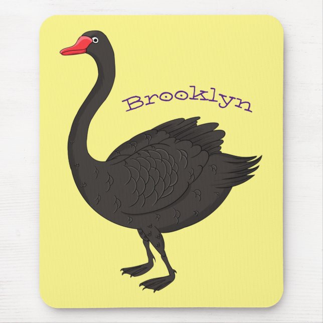 Black swan cartoon illustration mouse pad (Front)